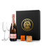 Moet & Chandon Rose 75cl Chocolate Truffle & Drinks Biscuits Gift Box with Pair of Flutes